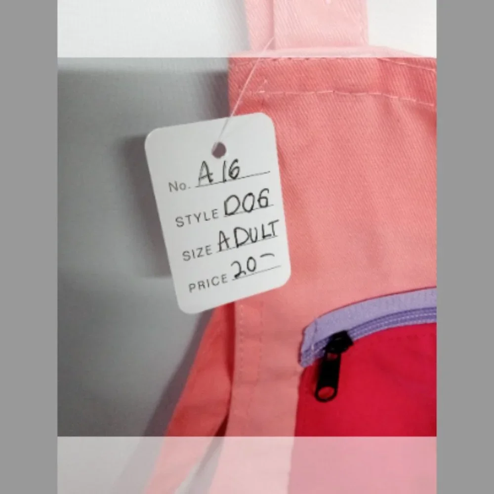 Pink Chihuahua Dog Apron Adult Multi Zipper Pocket Housework (A16)